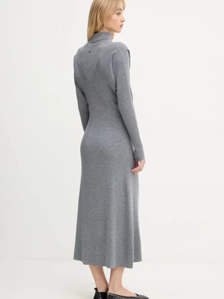 BOSS rochie din lână Forbini gri