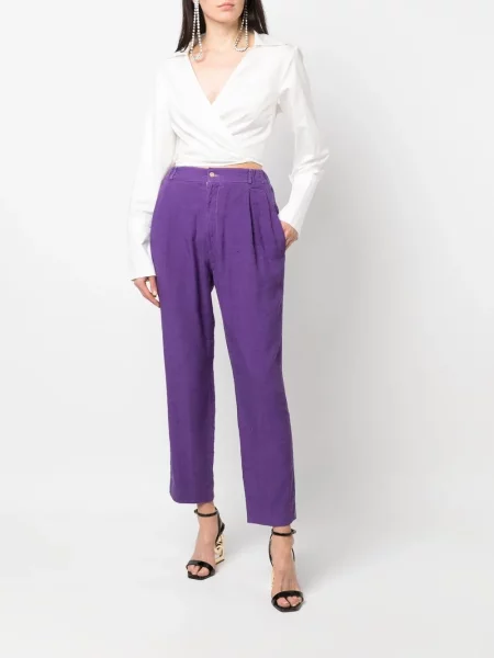 Plisované kalhoty Dolce & Gabbana Pre-owned fialové