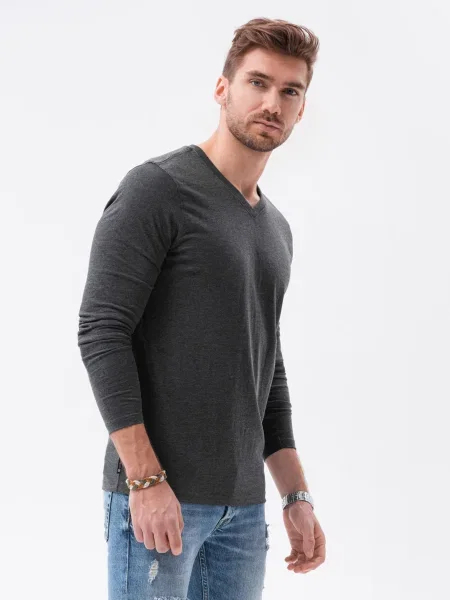 Tričko s dlhými rukávmi Ombre Clothing sivá