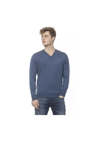 Sweter Billionaire z dekoltem w serek niebieski