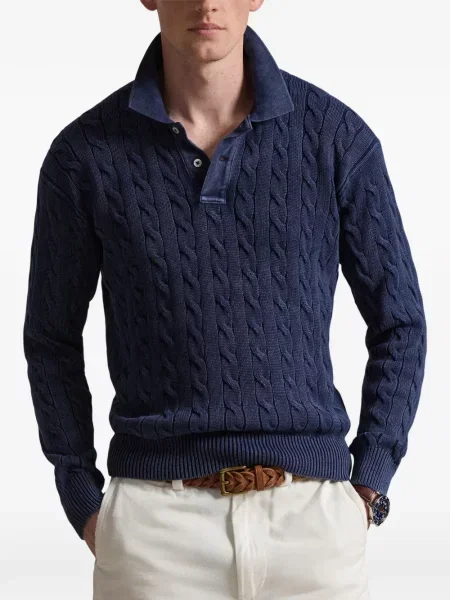 Șapcă Polo Ralph Lauren cu decolteu în V cu autograf în carouri albastru