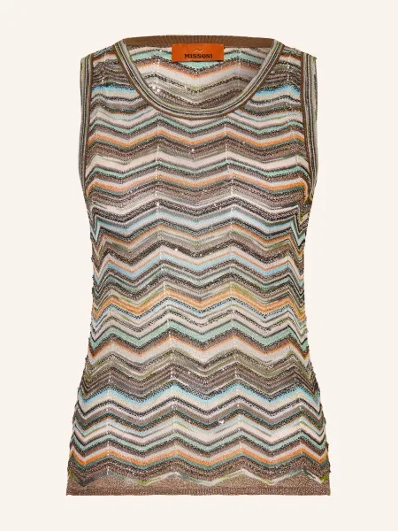 Pletený pletený top Missoni s flitry oranžový