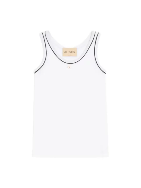 Lniany top Valentino Garavani biały