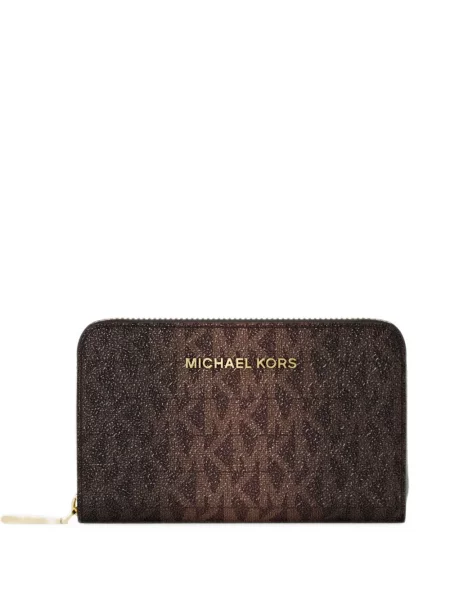 Portofel Michael Kors din piele cu autograf maro