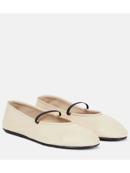 Balerini The Row din piele alb