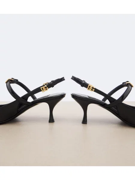 Pantofi cu toc Dolce&gabbana din piele de lac slingback negru