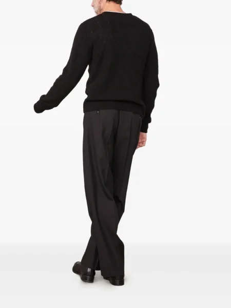 Vlněný svetr Officine Generale se vzorem rybí kosti černý