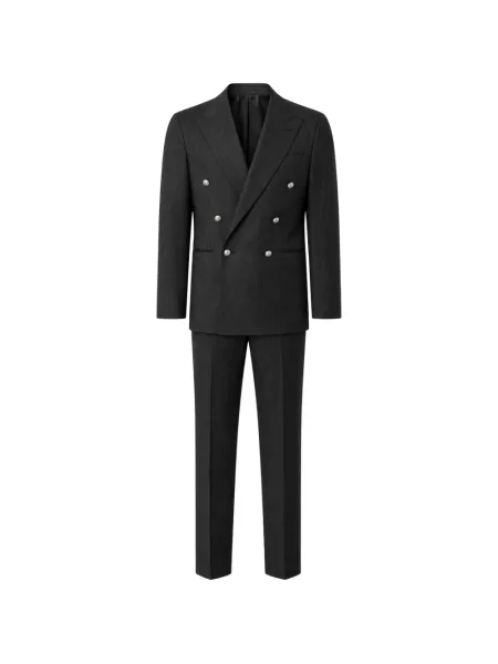 Costum Franzese Collection de lână cu model herringbone gri