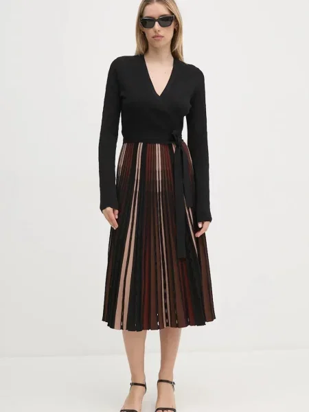 DIANE VON FURSTENBERG sukienka midi rozkloszowana czarny