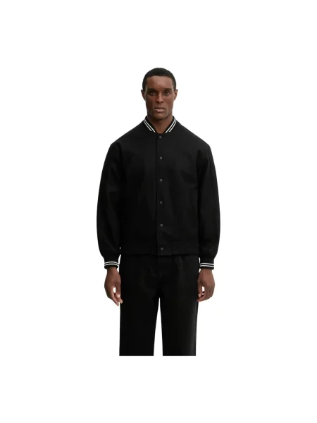 Kurtka bomber Maison Kitsune wełniany typu teddy czarny