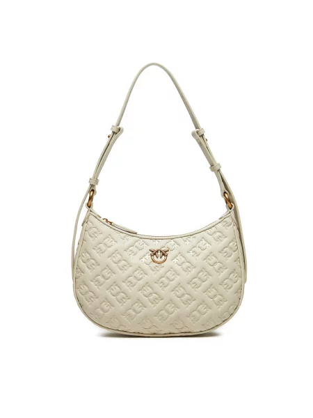 Rankinė PINKO Half Moon Mini Fl AI PLTT Écru