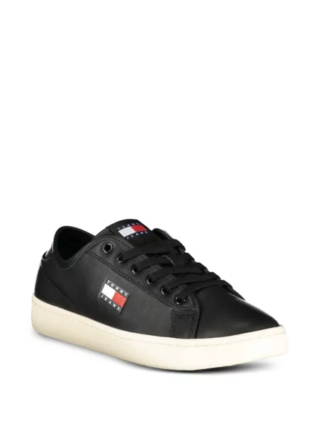 Bőr sneaker Tommy Hilfiger autogrammal fekete