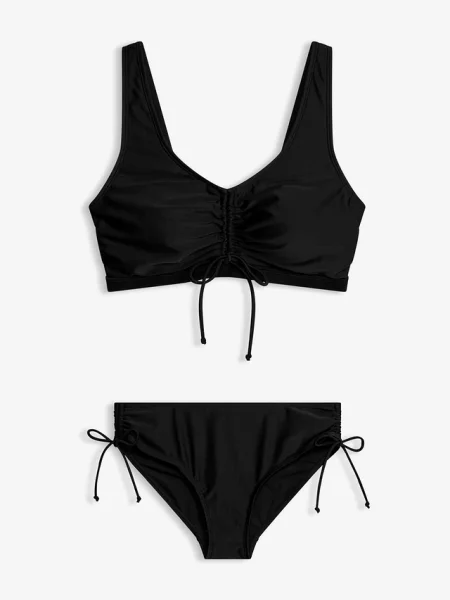 Bikini bustier 2 części z troczkami czarne