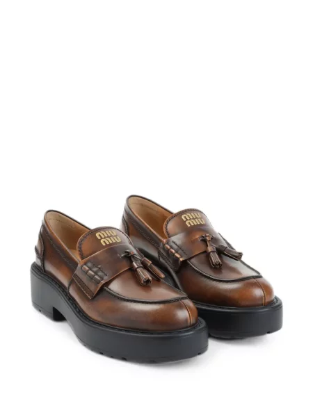 Pantofi loafer Miu Miu din piele maro