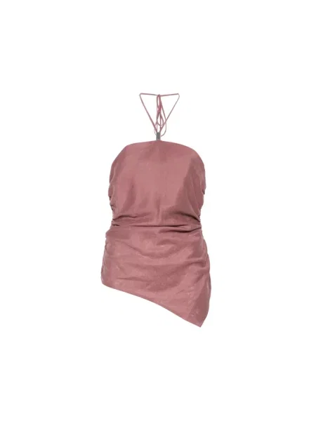 Top Semicouture drapowany z dekoltem halter różowy