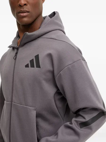 Trening Adidas alergare cu glugă cu broderie gri