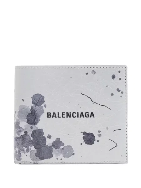 Peněženka Balenciaga s potiskem šedá