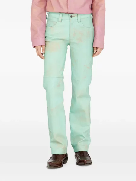 Pantaloni Diesel din piele verde