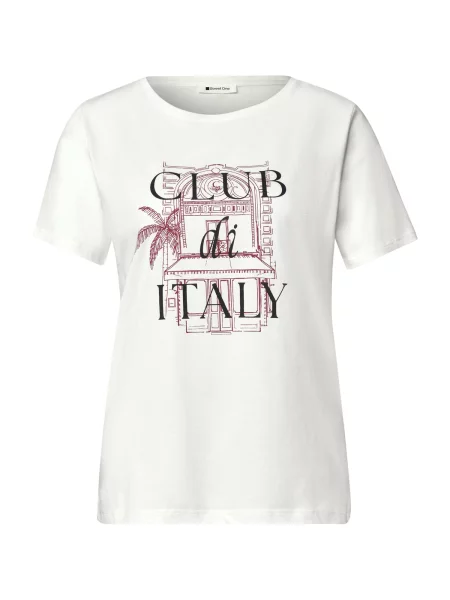 STREET ONE Tricou roșu burgundy / negru / murdar alb