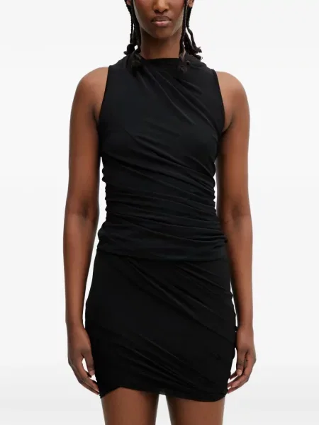 Top Rick Owens Lilies fără mâneci drapat negru