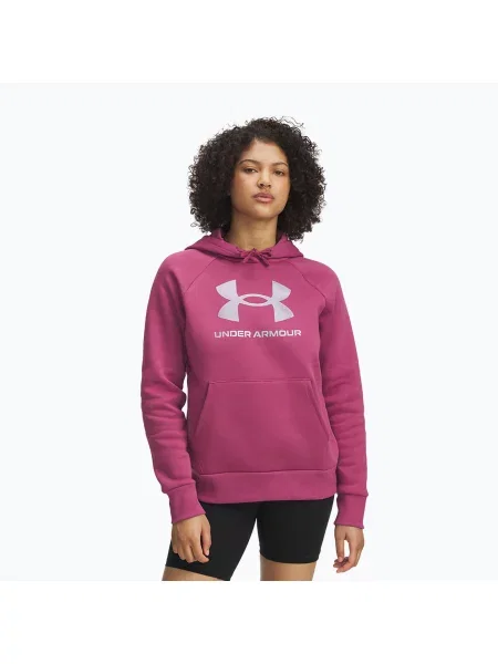 Mikina Under Armour Rival Feelce Shimmer Hoody fuchsie dusk/irisdescent červená