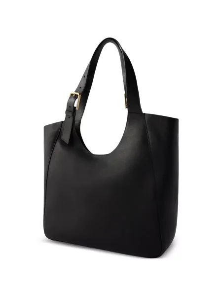 Кожена шопинг чанта Furla с катарама черно