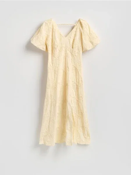 Reserved Rochie din cu broderie galben-deschis galben