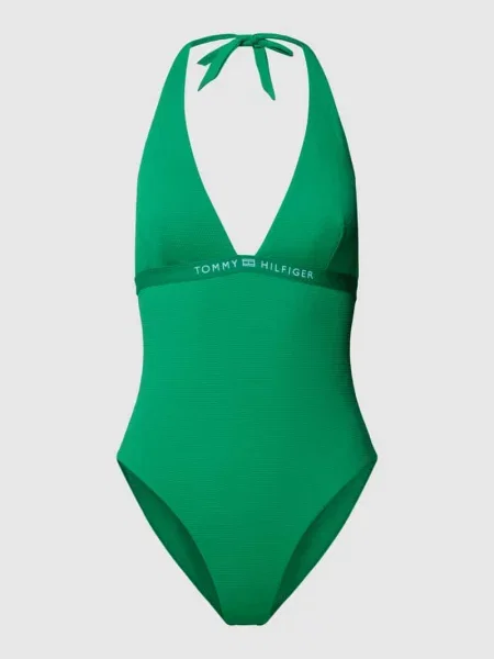 Kostium kąpielowy z fakturowanym wzorem Tommy Hilfiger zielony