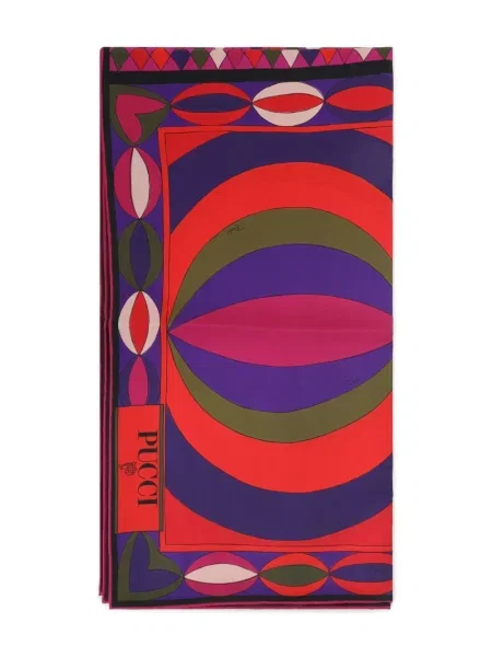 Fular Pucci de mătase cu imprimeu geometric albastru