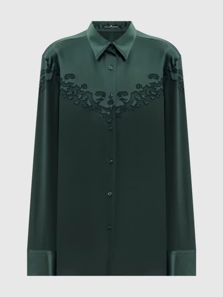 Блуза із шовку з вишивкою Ermanno Scervino зелена