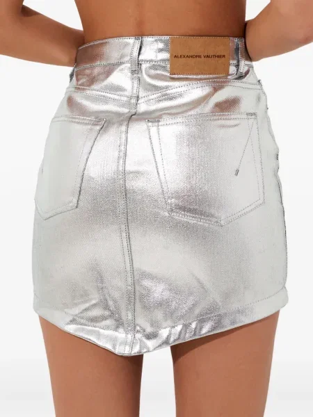 Fustă din denim Alexandre Vauthier argintiu
