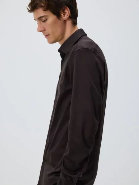 Reserved Приталена сорочка з єгипетської темно коричневий