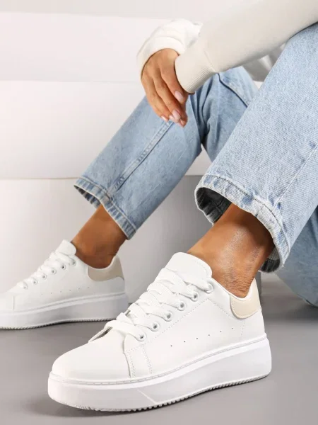 Sneakers Tialorae cu bej alb