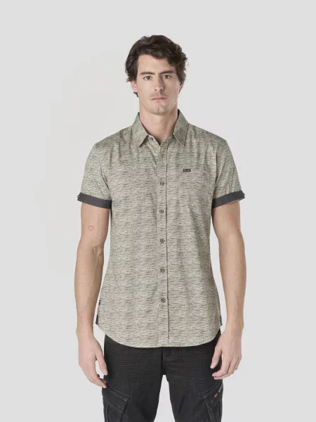 KOROSHI Cămașă amestecat / gri închis bej