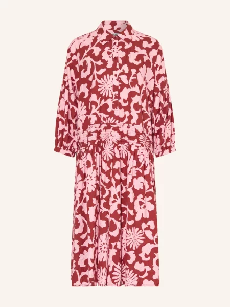 Essentiel Antwerp Oversized Košilové Šaty Jea S Rukávy tmavě / růžová červená