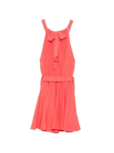 Rochie midi 120% Lino cu funde roșu