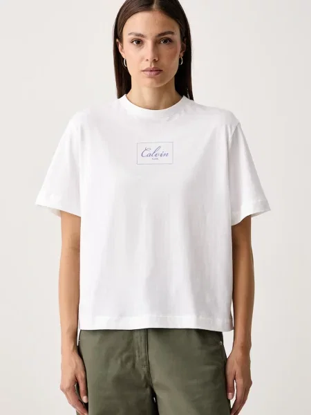 Calvin Klein Jeans majica za žene od pamuka bijela