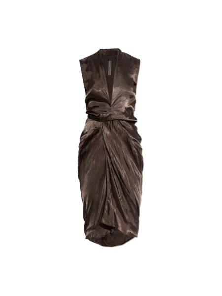 Sukienka Rick Owens bez rękawów brązowa