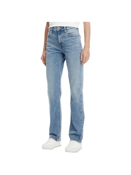 Džínsy s rovným strihom Calvin Klein Jeans s vysokým pásom modrá