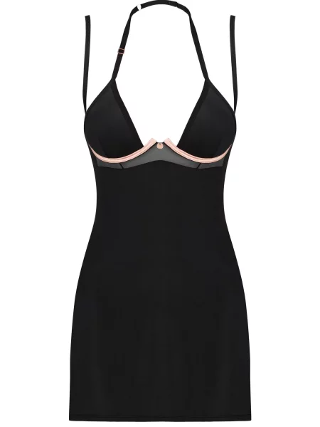 Соблазнительная сорочка с трусиками Комплект_Obsessive_Selinne_chemise чорна