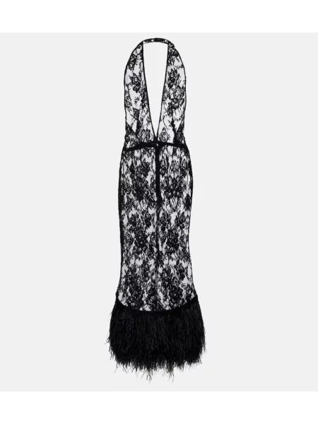 Sukienka midi Dolce&gabbana w kwiatki koronkowa do kolan czarna