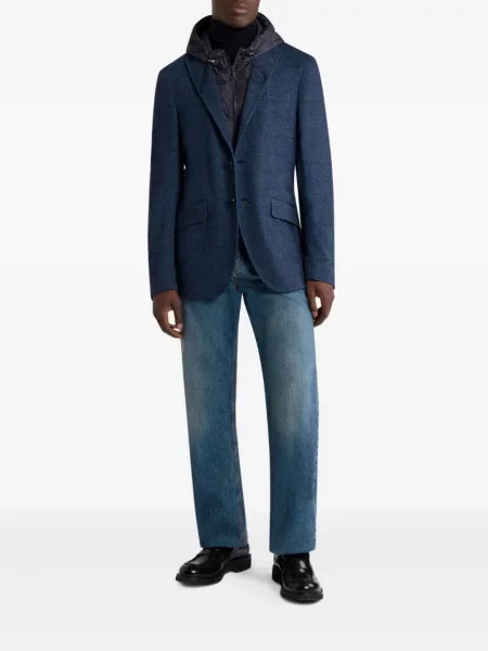 Geacă Etro cu model herringbone albastru