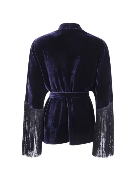 Cardigan Antonelli cu franjuri albastru