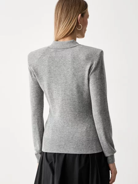 Sweter Rotate wełniany z logo szary