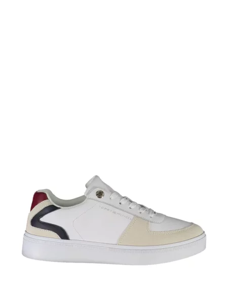 Sneakerși Tommy Hilfiger cu șireturi din dantelă alb