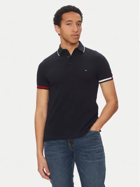 Tommy Hilfiger Polo marškinėliai Flag Cuff Tamsiai mėlyna