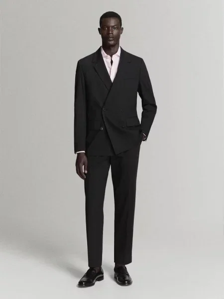 Koszula garniturowa slim fit w paski Mężczyzna S MANGO MAN jasnoróżowy