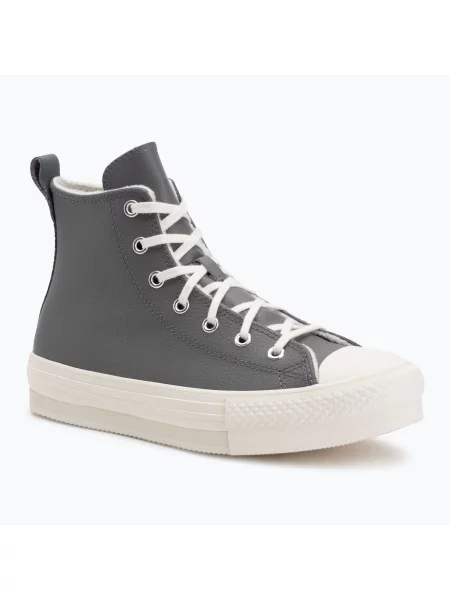 Дамски кецове Converse Chuck Taylor All Star EVA Lift Platform Leather sharkskin/warm quarry/egret сиво