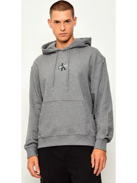 Geacă de blugi Calvin Klein Jeans din material terry gri