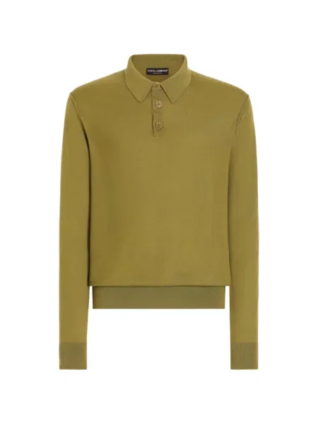 Tricou polo Dolce & Gabbana din cașmir verde